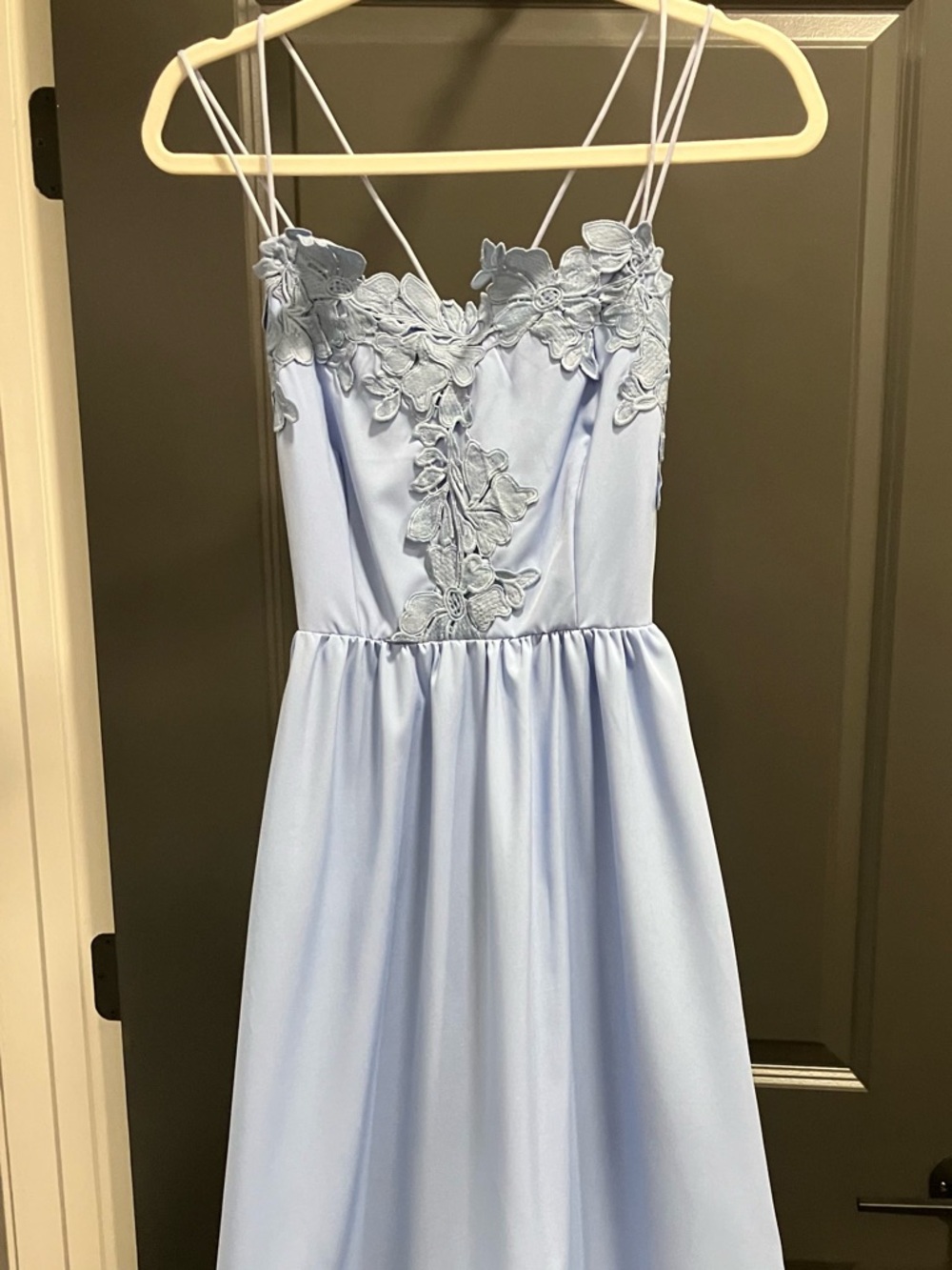 Beautiful SHEIN Light Blue Floral Appliqué Spaghetti Strap Dress